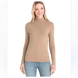 Chicos Size Large Tan Ribbed Knit Long Sleeve Pullover Rachel Turtleneck Sweater